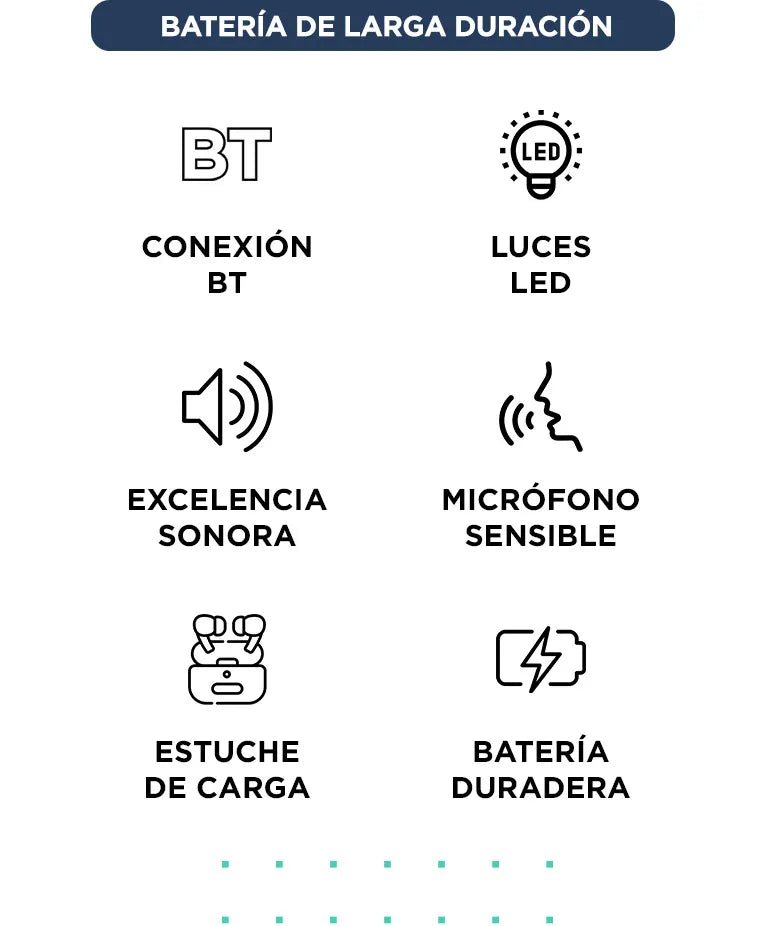 Auriculares Gadnic AU16 Bt 5.3 Micrófono Luz Led Autonomia 15h Carga Rápida 250mAh