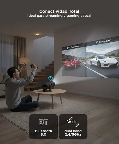 Proyector Gadnic HM-400 PRO 9500 Lúmenes Add 11 Conexion Inalambrica Bt 150 ANSI Corrección Trapezoidal Sonido 5W