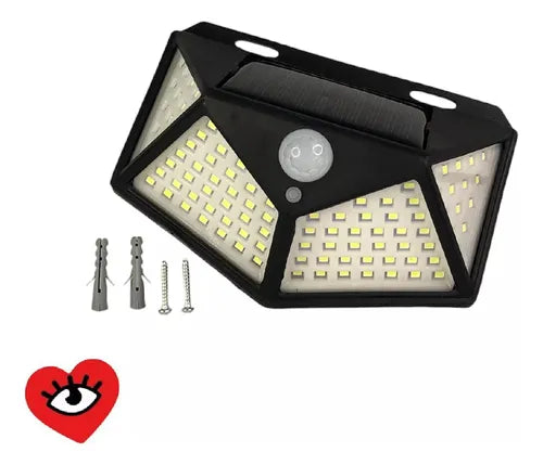 Aplique Reflector Led Panel Solar 100 Leds Sensor Movimiento Veoquiero