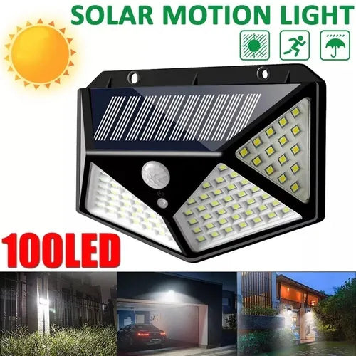 Aplique Reflector Led Panel Solar 100 Leds Sensor Movimiento Veoquiero