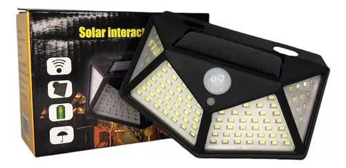 Aplique Reflector Led Panel Solar 100 Leds Sensor Movimiento Veoquiero