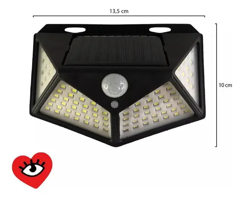 Aplique Reflector Led Panel Solar 100 Leds Sensor Movimiento Veoquiero
