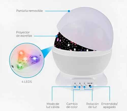 Proyector de Estrellas y Galaxia - Velador LED Nocturno