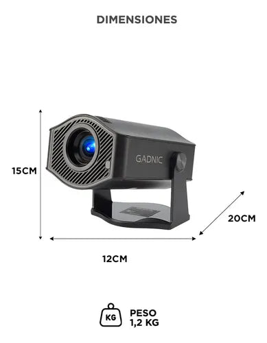 Proyector Gadnic HM-400 PRO 9500 Lúmenes Add 11 Conexion Inalambrica Bt 150 ANSI Corrección Trapezoidal Sonido 5W
