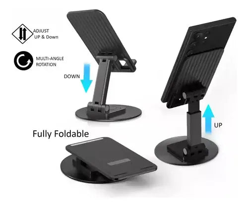 Soporte Apoya Celular Extensible Plegable Giratorio De Mesa